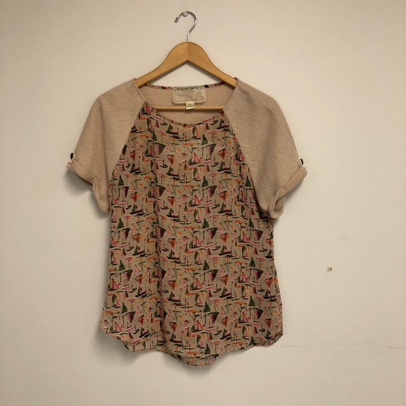 nick & mo sailboat print blouse - Picture 1 of 7